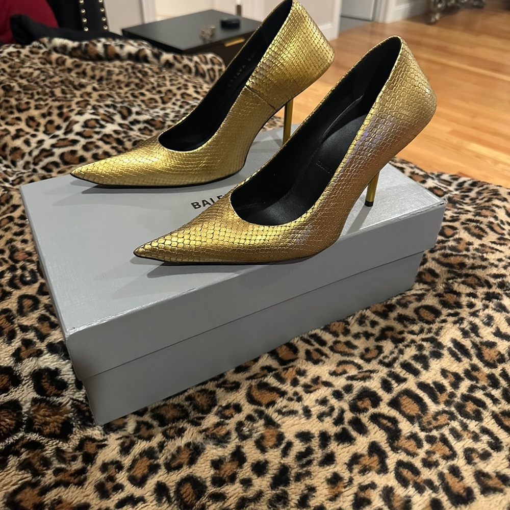 Balenciaga snake embossed heels